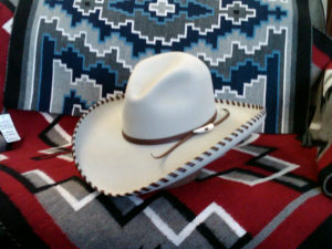 Montana Crease crowned Silverbelly hat. Laced West Texas big brim. For lacing to any hat add $55.